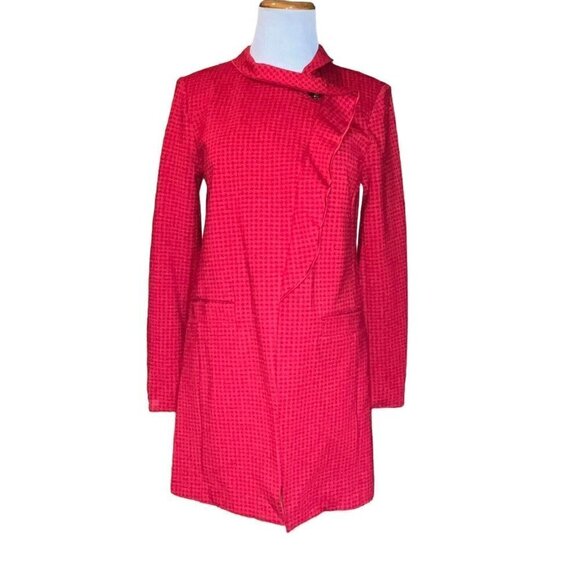 CAbi Style #3546 Red Square Celebration Jacket Women’s Small Houndstooth Ruffles - Picture 2 of 12